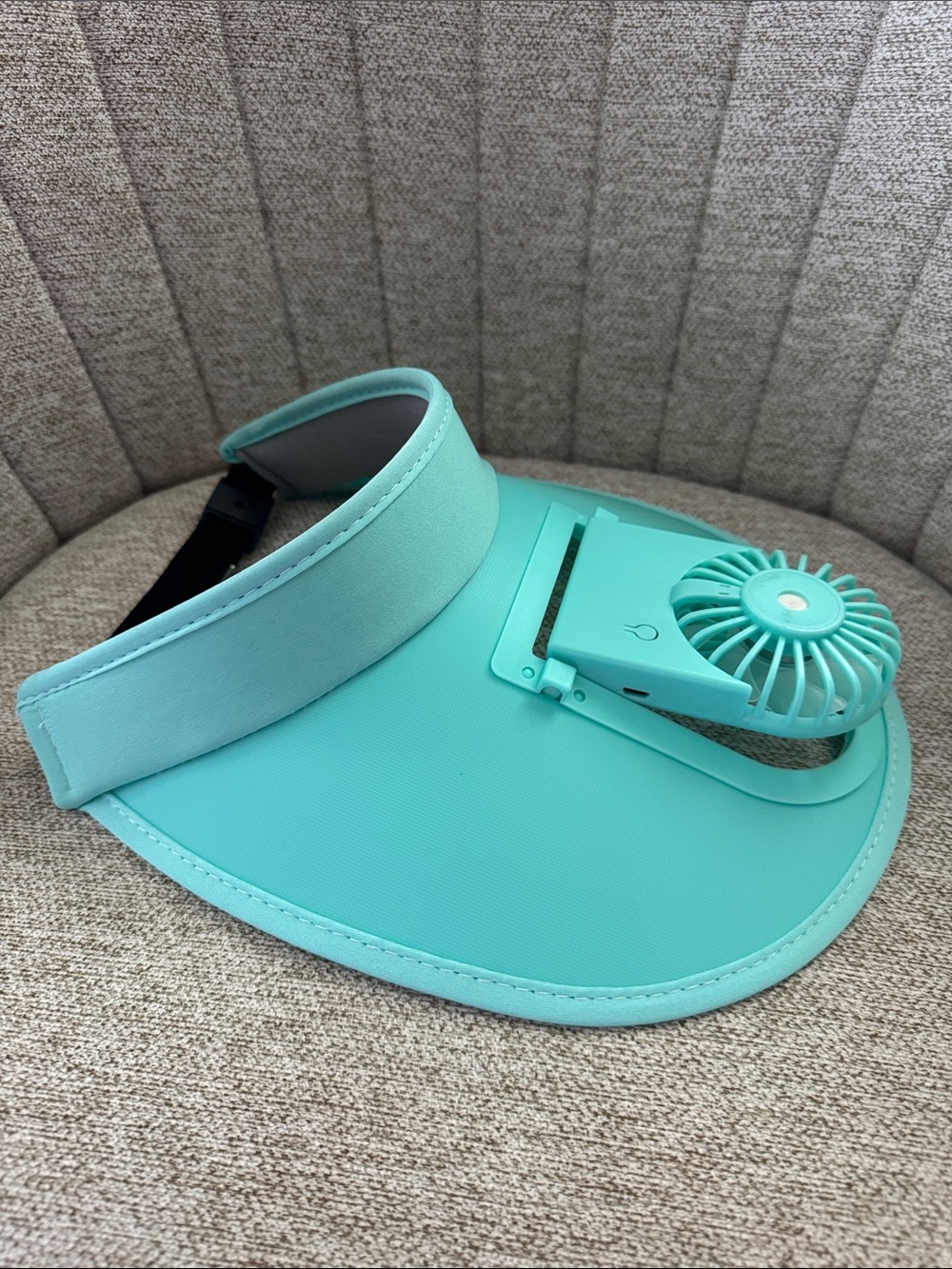 New Turquoise Sun Visor with Built-In Fan